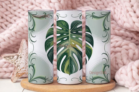 Tropical Monstera Leaves 20oz Tumbler Sublimation DesignSVG 
