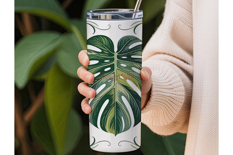 Tropical Monstera Leaves 20oz Tumbler Sublimation DesignSVG 