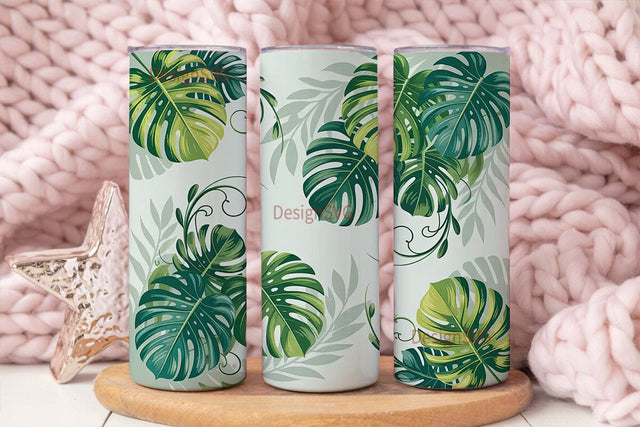 Tropical Monstera Leaves 20oz Tumbler Sublimation DesignSVG 