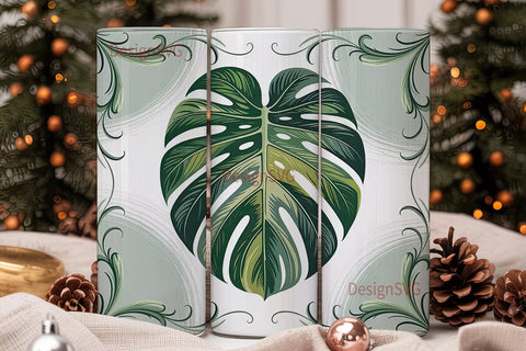 Tropical Monstera Leaves 20oz Tumbler Sublimation DesignSVG 
