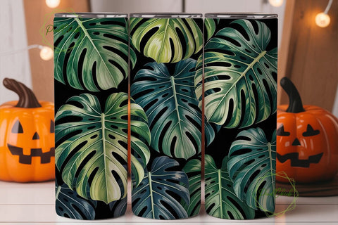 Tropical Monstera Leaves 20oz Tumbler Sublimation PixelChick 