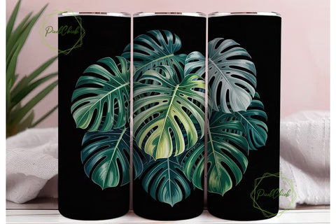 Tropical Monstera Leaves 20oz Tumbler Sublimation PixelChick 