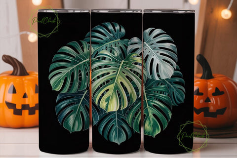 Tropical Monstera Leaves 20oz Tumbler Sublimation PixelChick 