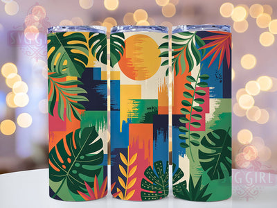 Tropical Monstera Plant Tumbler, Indoor Plants, Botanical Art, Green Leaves, Tropical Design, 20Oz Tumbler, Sublimation Wrap Sublimation SvggirlplusArt 