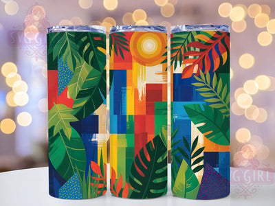 Tropical Monstera Plant Tumbler, Indoor Plants, Botanical Art, Green Leaves, Tropical Design, 20Oz Tumbler, Sublimation Wrap Sublimation SvggirlplusArt 