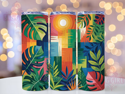 Tropical Monstera Plant Tumbler, Indoor Plants, Botanical Art, Green Leaves, Tropical Design, 20Oz Tumbler, Sublimation Wrap Sublimation SvggirlplusArt 