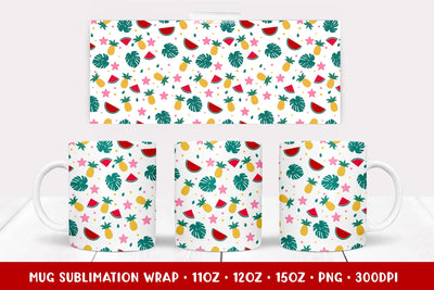 Tropical Mug Sublimation Design. Summer Coffee Mug Wrap 003 Sublimation LaBelezoka 