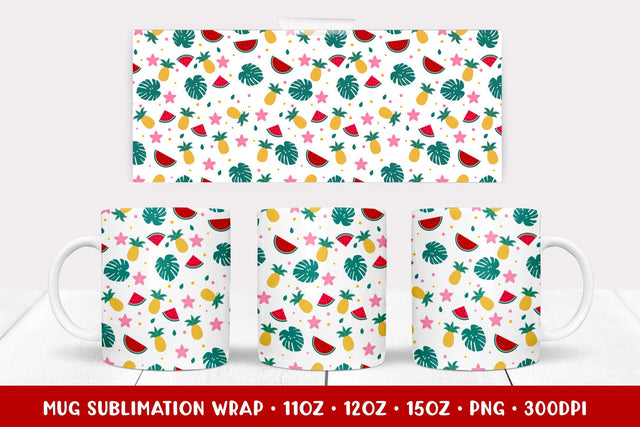 Tropical Mug Sublimation Design. Summer Coffee Mug Wrap 003 Sublimation LaBelezoka 