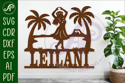 Tropical Name Sign SVG Hula Dancer Beach Luau Hawaiian SVG APInspireddesigns 