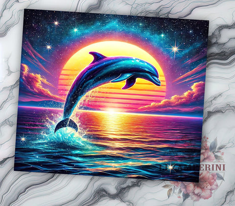 Tropical Ocean Sunset Dolphin Tumbler, Ocean Sunset Wrap, 20oz Sublimation Tumbler, Beach Decor Tumbler, Marine Life Gift, Coastal Drinkware, Tropical Sunset Tumbler Sublimation Li Zamperini 