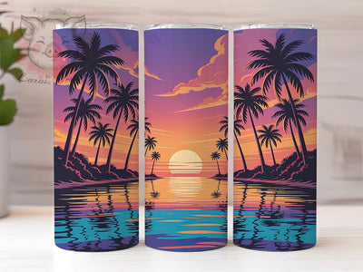 Tropical Palm Exotic Tumbler, Quilled Paper, Tropical Wrap, Sublimation Art, 20oz Tumbler, Cute Design, Exotic Theme Sublimation Lara' s Designs 