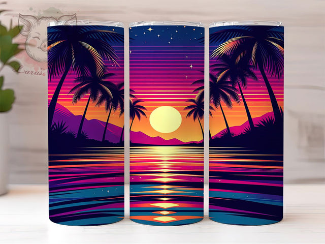 Tropical Palm Exotic Tumbler, Quilled Paper, Tropical Wrap, Sublimation Art, 20oz Tumbler, Cute Design, Exotic Theme Sublimation Lara' s Designs 