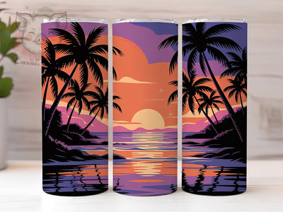 Tropical Palm Exotic Tumbler, Quilled Paper, Tropical Wrap, Sublimation Art, 20oz Tumbler, Cute Design, Exotic Theme Sublimation Lara' s Designs 