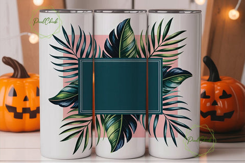 Tropical Palm Leaves 20oz Tumbler Wrap Sublimation PixelChick 