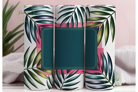 Tropical Palm Leaves 20oz Tumbler Wrap Sublimation PixelChick 
