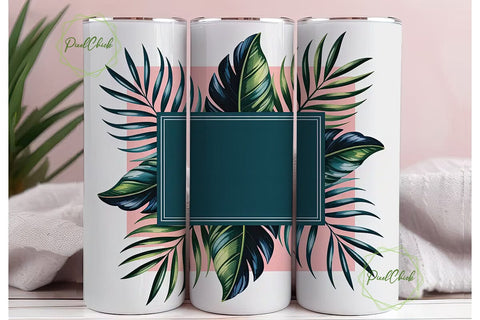 Tropical Palm Leaves 20oz Tumbler Wrap Sublimation PixelChick 