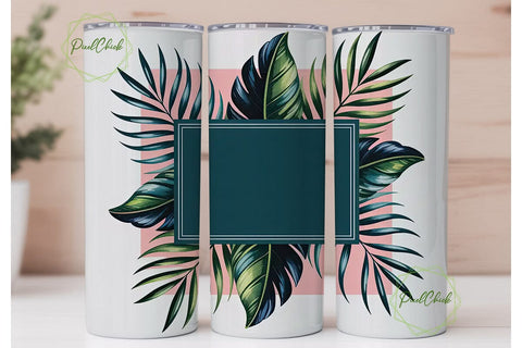 Tropical Palm Leaves 20oz Tumbler Wrap Sublimation PixelChick 