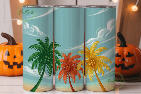 Tropical Palm Trees 20oz Tumbler Wrap Sublimation PixelChick 