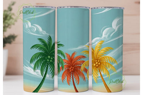 Tropical Palm Trees 20oz Tumbler Wrap Sublimation PixelChick 