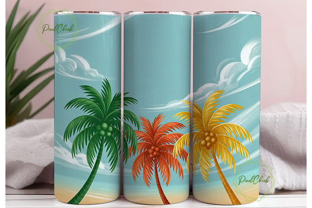 Tropical Palm Trees 20oz Tumbler Wrap Sublimation PixelChick 