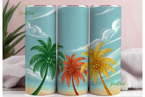 Tropical Palm Trees 20oz Tumbler Wrap Sublimation PixelChick 