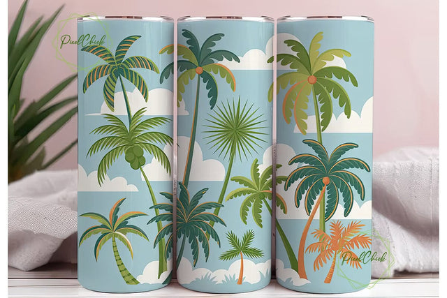 Tropical Palm Trees 20oz Tumbler Wrap Sublimation PixelChick 