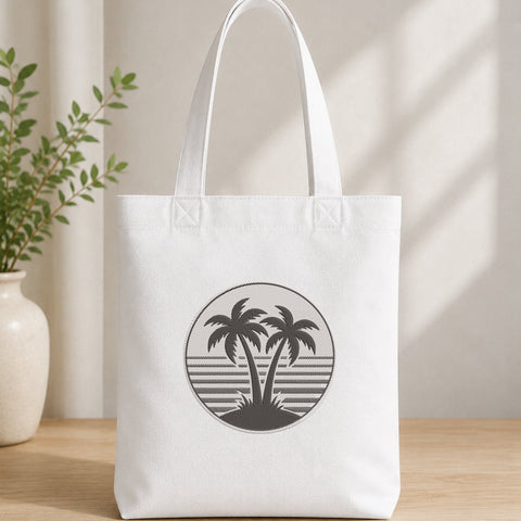 Tropical Palm Trees Embroidery Design – Beach Sunset Circle Summer Vacation Machine Embroidery File Embroidery/Applique DESIGNS PatternFeed8 