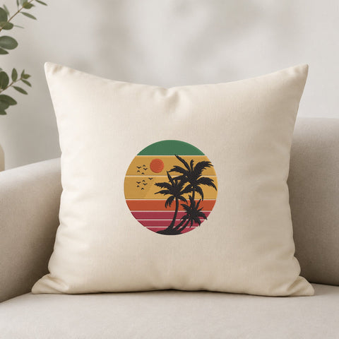Tropical Palm Trees Retro Sunset Embroidery Design – Vintage Circle Beach Summer Vacation Machine Embroidery File Embroidery/Applique DESIGNS PatternFeed8 