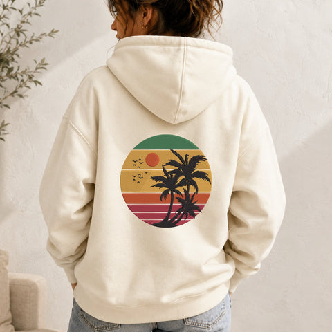 Tropical Palm Trees Retro Sunset Embroidery Design – Vintage Circle Beach Summer Vacation Machine Embroidery File Embroidery/Applique DESIGNS PatternFeed8 