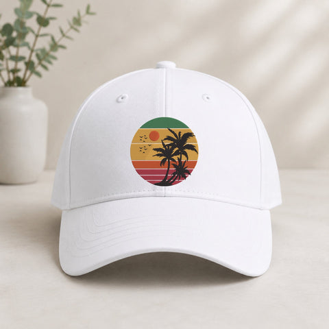 Tropical Palm Trees Retro Sunset Embroidery Design – Vintage Circle Beach Summer Vacation Machine Embroidery File Embroidery/Applique DESIGNS PatternFeed8 