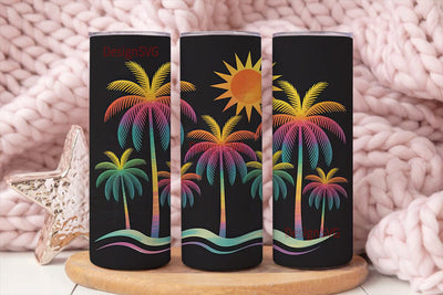Tropical Palm Trees Tumbler Wrap Sublimation DesignSVG 