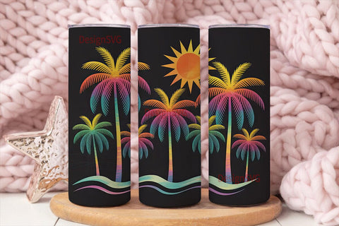 Tropical Palm Trees Tumbler Wrap Sublimation DesignSVG 