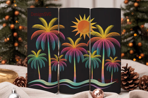 Tropical Palm Trees Tumbler Wrap Sublimation DesignSVG 