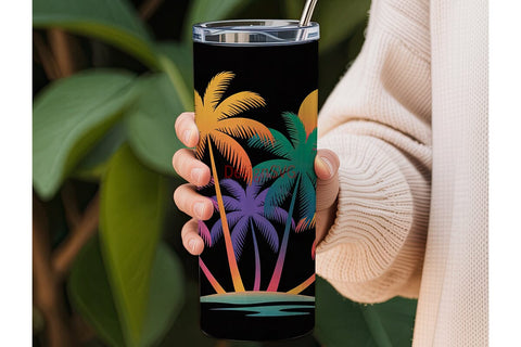 Tropical Palm Trees Tumbler Wrap Sublimation DesignSVG 