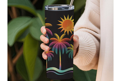 Tropical Palm Trees Tumbler Wrap Sublimation DesignSVG 