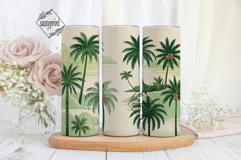 Tropical Palms 20oz Tumbler Wrap Sublimation sassyprint 