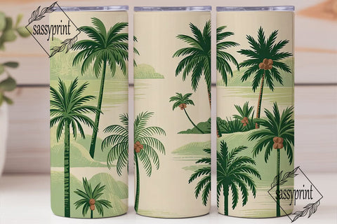 Tropical Palms 20oz Tumbler Wrap Sublimation sassyprint 