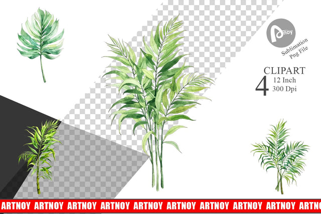 Tropical Palms Clipart Sublimation artnoy 