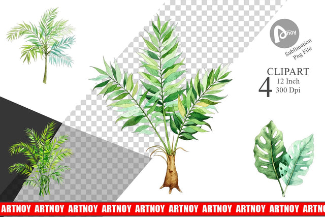 Tropical Palms Clipart Sublimation artnoy 