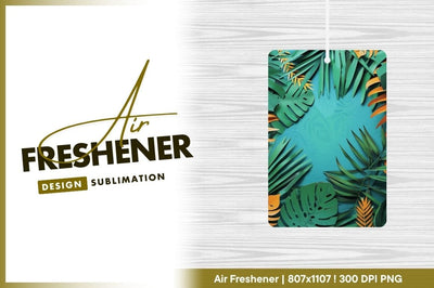 Tropical Paper Cutout Leaves on Teal Background with Floral Pattern Sublimation Regulrcrative 