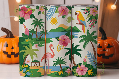 Tropical Paradise 20oz Tumbler Wrap Sublimation PixelChick 