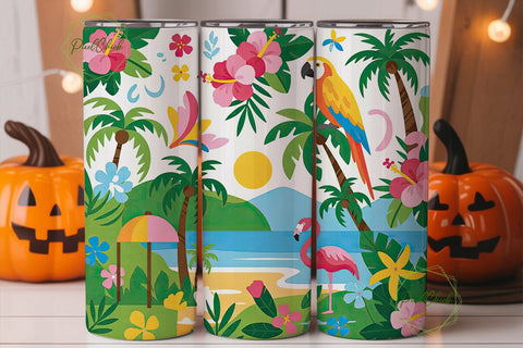Tropical Paradise 20oz Tumbler Wrap Sublimation PixelChick 