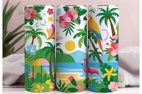 Tropical Paradise 20oz Tumbler Wrap Sublimation PixelChick 