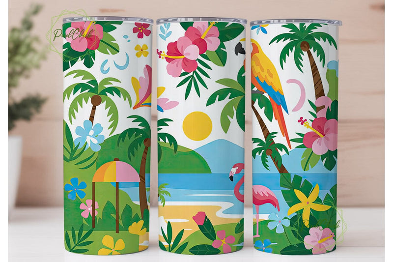Tropical Paradise 20oz Tumbler Wrap Sublimation PixelChick 