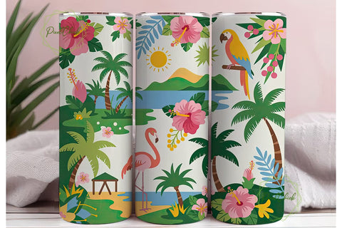 Tropical Paradise 20oz Tumbler Wrap Sublimation PixelChick 