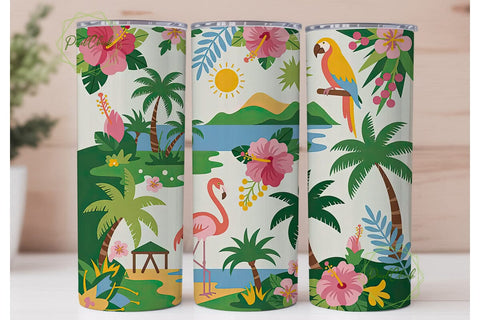Tropical Paradise 20oz Tumbler Wrap Sublimation PixelChick 