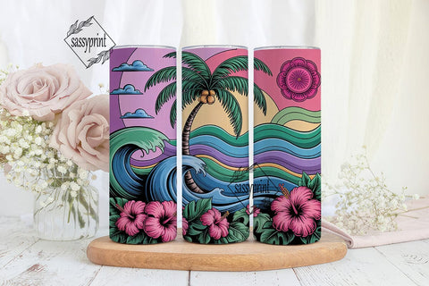 Tropical Paradise 20oz Tumbler Wrap Sublimation sassyprint 