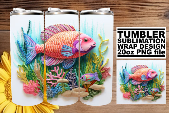 Tropical Paradise 3D Embroidered Tumbler Design Sublimation afrosvg 