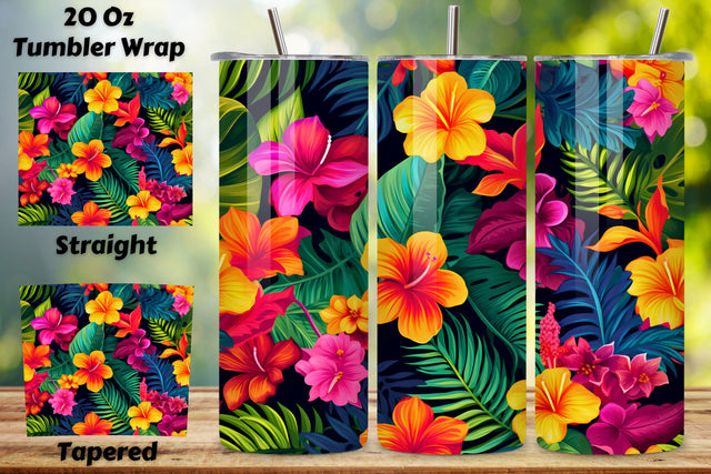Tropical Paradise Bloom Tumbler wrap, Seamless Wrap PNG Sublimation FloridPrintables 