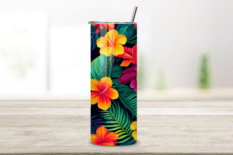 Tropical Paradise Bloom Tumbler wrap, Seamless Wrap PNG Sublimation FloridPrintables 